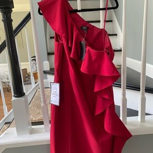 Red off the shoulder dress